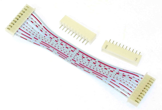 JST XH Style 100mm 10-Way Jumper with Straight PCB Sockets