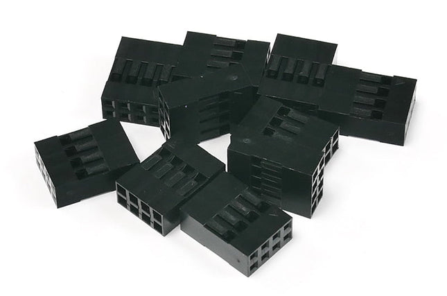 Pack of 10, 2x4-way Crimp Housings for Pre-Crimped Wires 