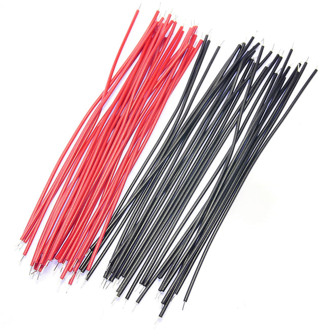 100mm Pre-Tinned Equipment Wire Red + Black, Pack of 50