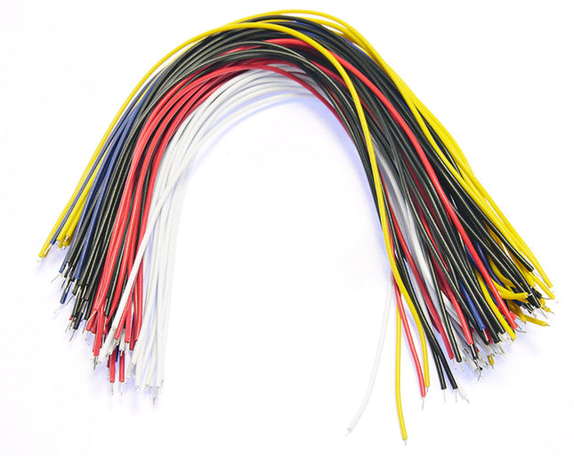 200mm Pre-Tinned Equipment Wire, 5-Colours, Pack of 100