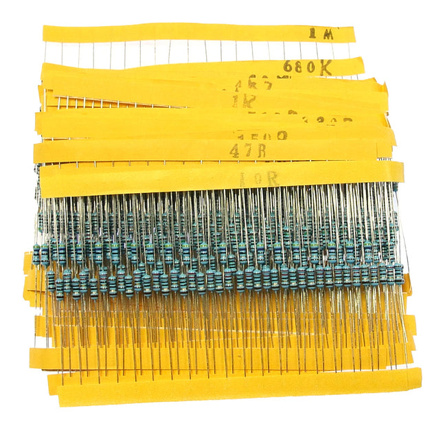 Bag of 600 1% 0.25W Metal Film Resistors, 20 each of 30 Values