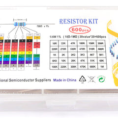 Box of 600 1% 0.25W Metal Film Resistor, 20 each of 30 Values