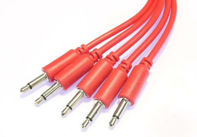 3.5mm Eurorack 50cm Red Synth Patch Leads Pack of 5