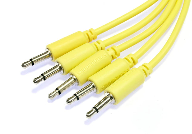 3.5mm Eurorack 50cm Yellow Synth Patch Leads Pack of 5