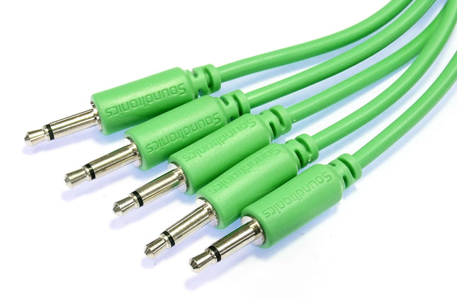 3.5mm Eurorack 30cm Green Synth Patch Leads Pack of 5