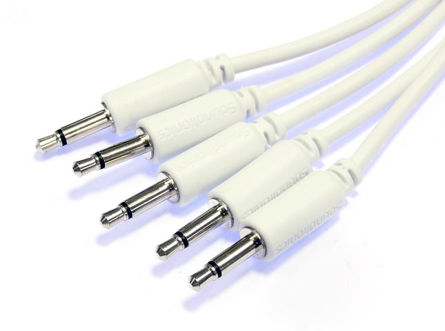 3.5mm Eurorack 30cm White Synth Patch Leads Pack of 5