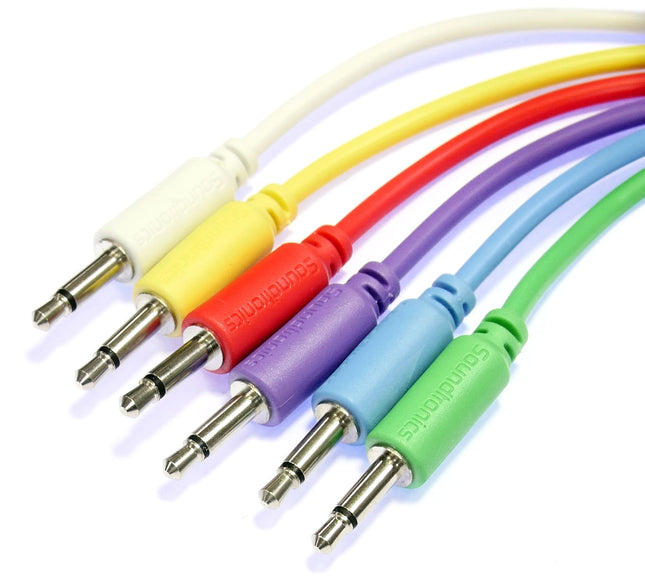 3.5mm 75cm 6 x Mixed Colour Modular Synth Angle Patch Leads