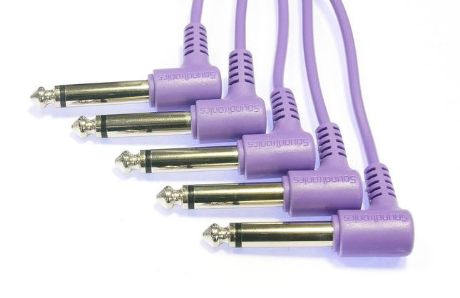 1/4" (6.35mm) 75cm Purple Modular Synth Angle Patch Leads Pack of 5