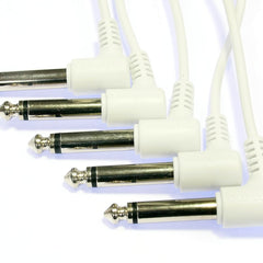 1/4" (6.35mm) 75cm White Modular Synth Angle Patch Leads Pack of 5