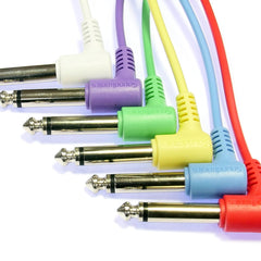 1/4" (6.35mm) 150cm 6 x Mixed Colour Modular Synth Angle Patch Leads