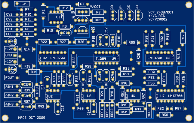 MFOS VCF 24dB Synth Module Bare PCB