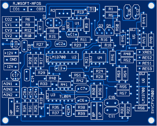 MFOS VCF State Variable Synth Module Bare PCB