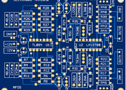 MFOS VCA Log / Lin Synth Module Bare PCB