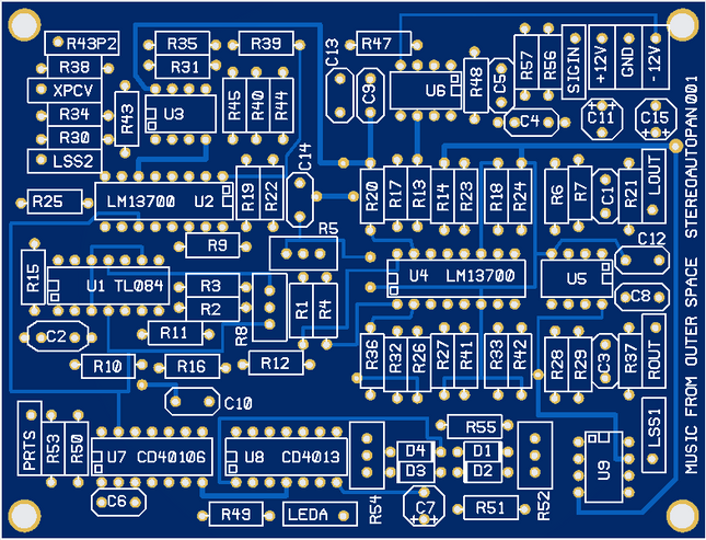 MFOS Stereo Auto Panner Synth Module Bare PCB