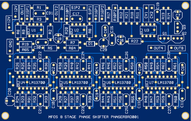 MFOS 8-Stage Phase Shifter Synth Module Bare PCB