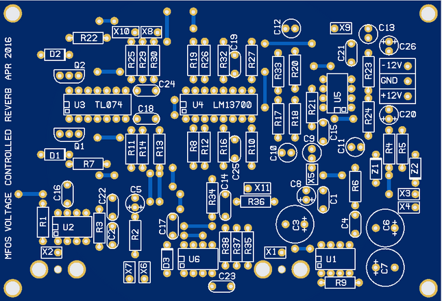MFOS VC Reverb Module Bare PCB