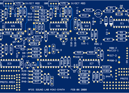 MFOS Sound Lab Mini Synth Bare PCB