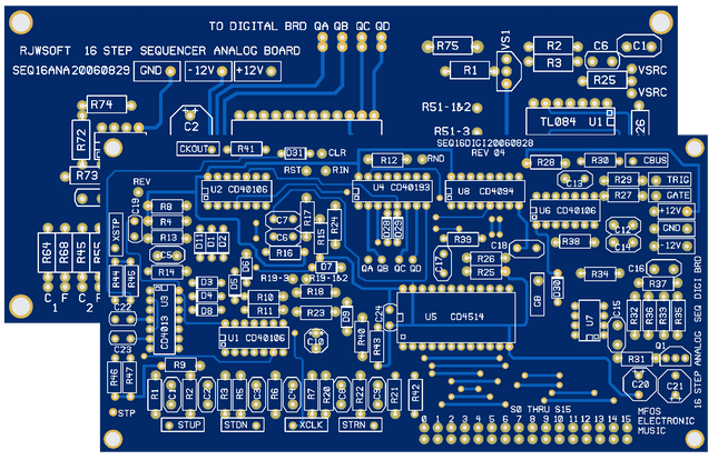 MFOS 16-Step Analogue Sequencer Synth Module, 2 PCB Set