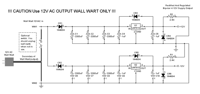 MFOS Wall Wart Power Supply for Synth, Electronics Parts Kit