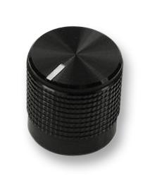 Cliff KM15B Black Aluminium Clad Plastic Knob, 6mm Spline