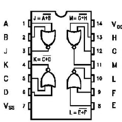 4001B Quad 2 Input Nor Gate