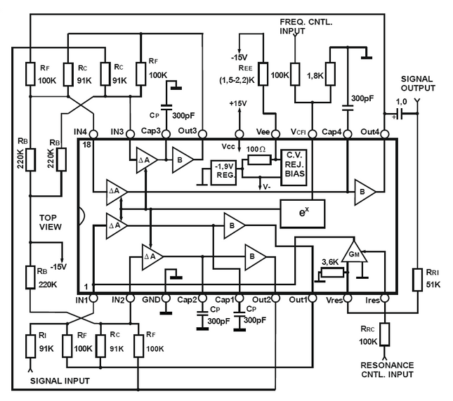 AS3320 Voltage Controlled Filter (VCF) 18-Pin DIP