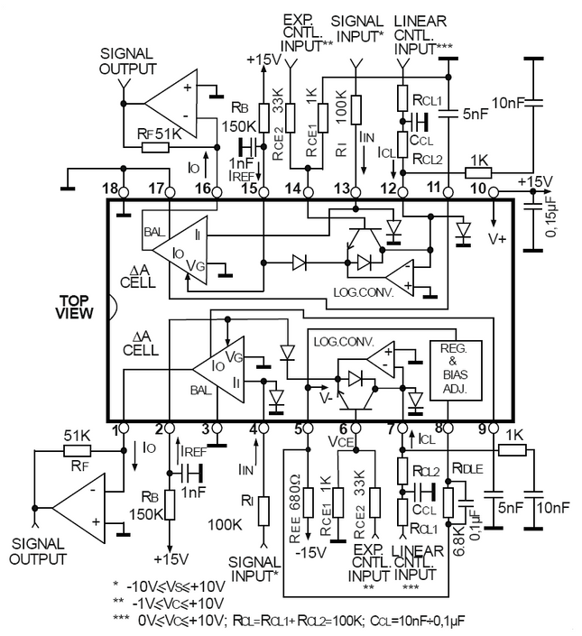 AS3330 Dual Voltage Controlled Amplifier (VCA) 18-Pin DIP