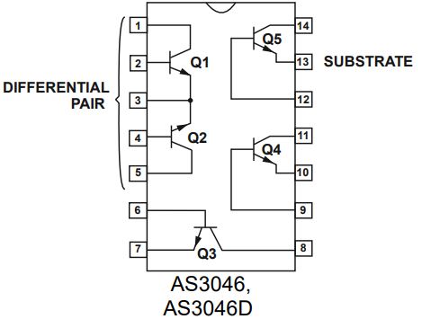 AS3046 Matched Transistor Array 14-Pin DIP (CA3046 Replacement)