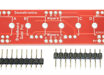 Soundtronics Quad Pot Breakout PCB for Breadboards