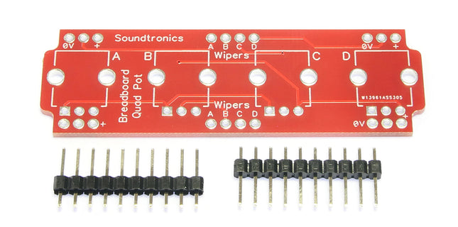 Soundtronics Quad Pot Breakout PCB for Breadboards
